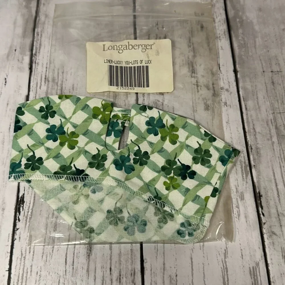 LONGABERGER 2002  LOT‎ of LUCK Lucky You Basket SHAMROCK Liner #2152249 - NIP